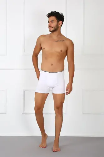 Akbeniz Men's Plus Size Cotton Lycra Boxer Shorts White 40134 - AKBENIZ (1)