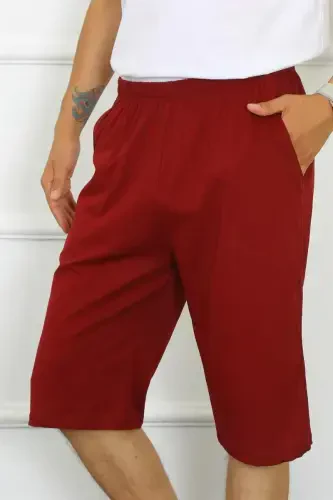 Akbeniz Men's Pocketed Cotton Lacoste Capri Burgundy 27554 - 3