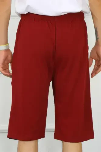 Akbeniz Men's Pocketed Cotton Lacoste Capri Burgundy 27554 - 4