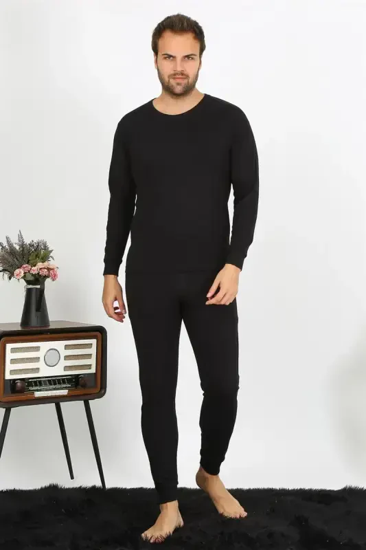 Akbeniz Men's Thermal Winter Underwear Set Black 6868 - 1