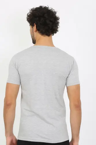 Akbeniz Men's V-Neck Gray Knitted Undershirt 6560 - 6