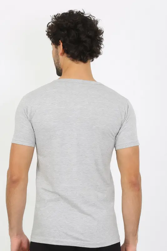 Akbeniz Men's V-Neck Gray Knitted Undershirt 6560 - 6
