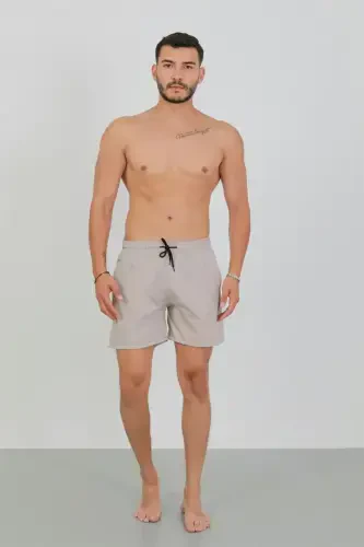 Akbeniz Men's Zipper Pocket Swim Shorts Beige - 1