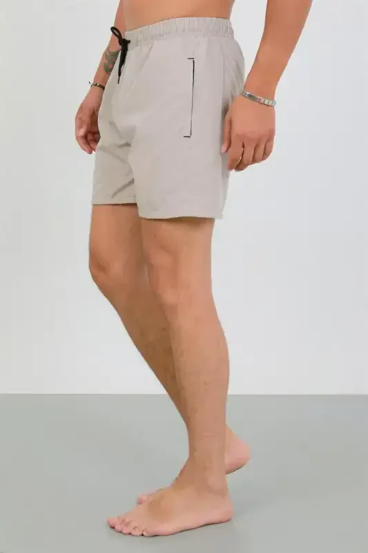 Akbeniz Men's Zipper Pocket Swim Shorts Beige - 4
