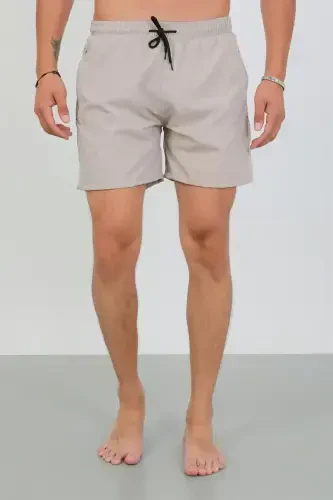 Akbeniz Men's Zipper Pocket Swim Shorts Beige - 5