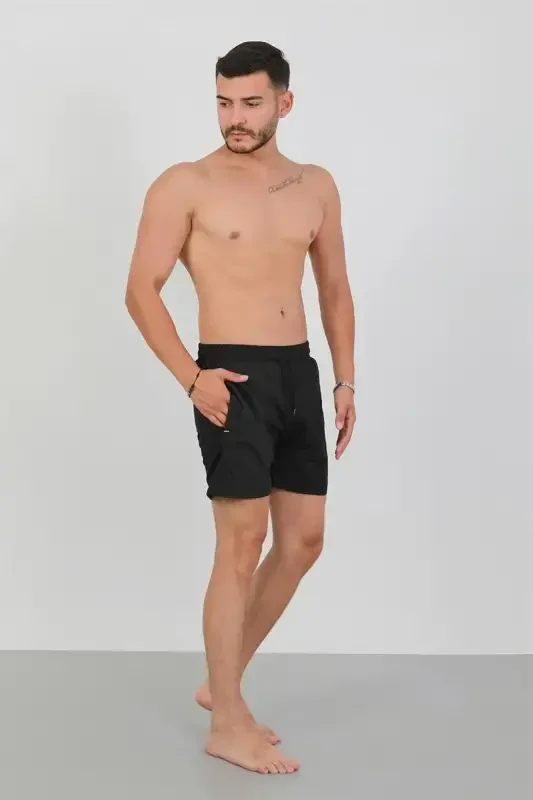 Akbeniz Men's Zipper Pocket Swim Shorts Black - 1