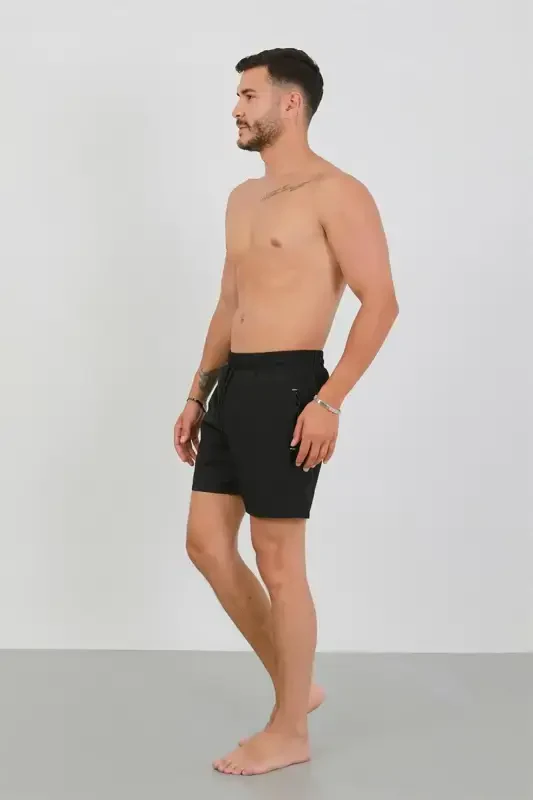 Akbeniz Men's Zipper Pocket Swim Shorts Black - 3