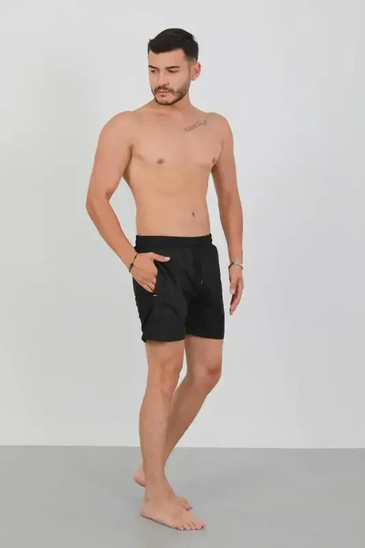 Akbeniz Men's Zipper Pocket Swim Shorts Black - 1