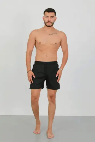 Akbeniz Men's Zipper Pocket Swim Shorts Black - BÜYÜKBEDENIZ (1)