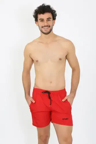 Akbeniz Men's Zipper Pocket Swim Shorts Red 27485 - AKBENIZ (1)