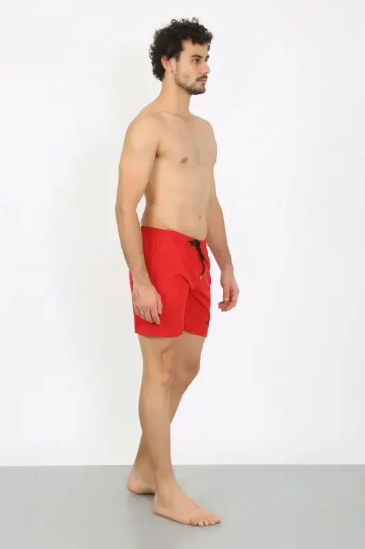 Akbeniz Men's Zipper Pocket Swim Shorts Red 27485 - 3