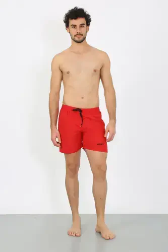 Akbeniz Men's Zipper Pocket Swim Shorts Red 27485 - 6