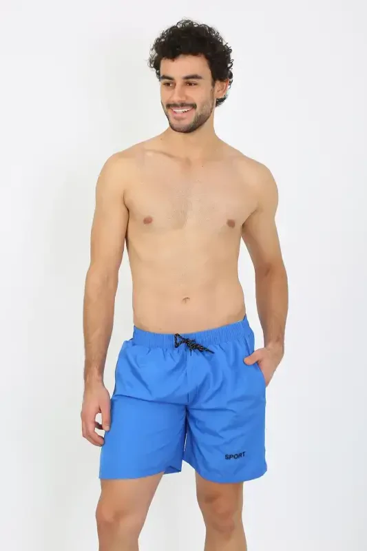 Akbeniz Men's Zipper Pocket Swim Shorts Sax 27485 - 2