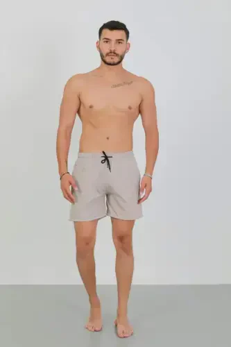 Akbeniz Men's Zippered Pocket Swim Shorts Beige - 1