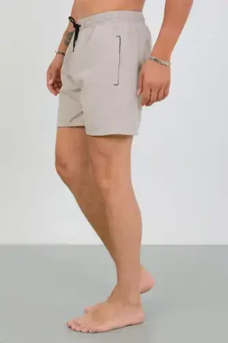 Akbeniz Men's Zippered Pocket Swim Shorts Beige - 4