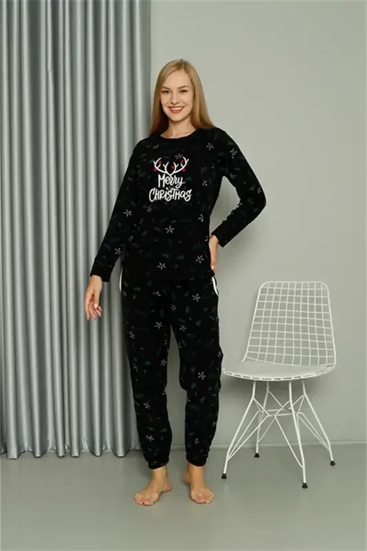 Akbeniz Merry Christmas Welsoft Polar Ayollar Pijama To'plami 8514 - 6