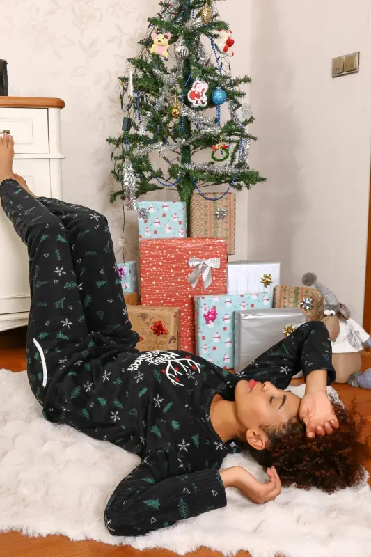 Акбениз Merry Christmas Welsoft Polar Kadın Pijama Takımı 8514 - 3