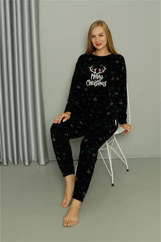 Акбениз Merry Christmas Welsoft Polar Kadın Pijama Takımı 8514 - 7