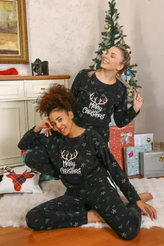 Akbeniz Merry Christmas Welsoft Polar Kadın Pijama Takımı 8514 - 8
