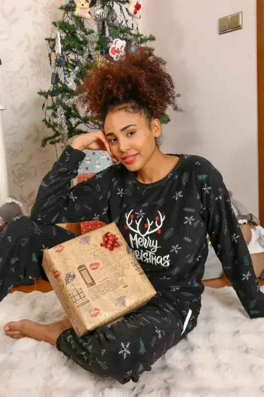 Akbeniz Merry Christmas Welsoft Polar Women's Pajama Set 8514 - 1