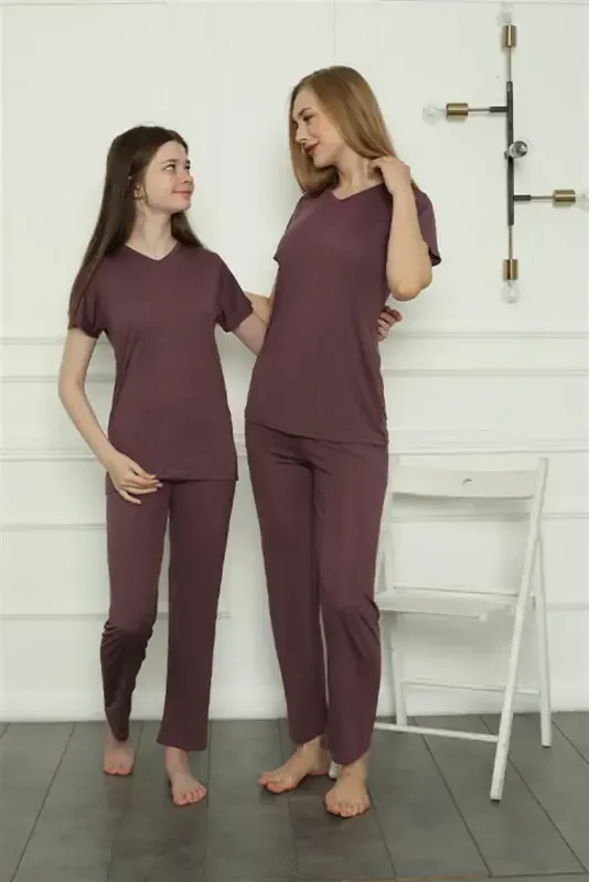 Akbeniz Mother Daughter Family Knitted Pajamas Set Sold Separately. Prices are Different 50106 - 1