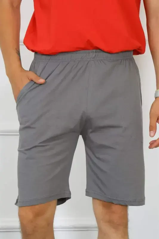 Акбениз мужские хлопковые дымчатые шорты 27484 - BÜYÜKBEDENIZ