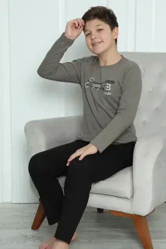 Акбениз Мужской Детский Трикотажный Комплект Пижамы 20418 - 10