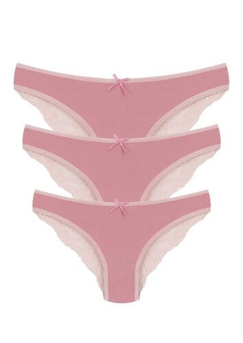 Akbeniz paxtadan dantelli 3 dona Pudra 40259 - 1