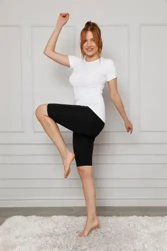 Akbeniz Penye Likralı Diz Üstü Tayt 5876P - 6