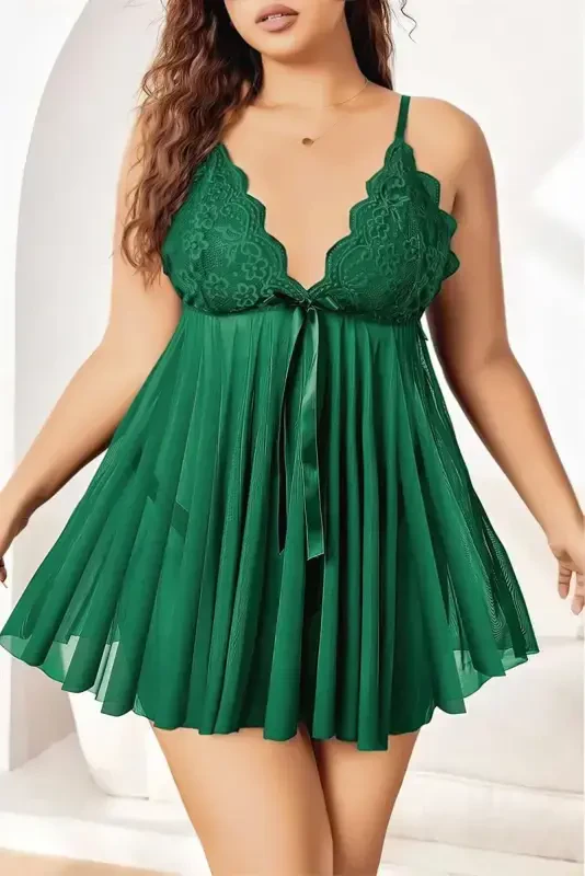 Akbeniz Plus Size Fantasy Nightdress Green B2000 - 1
