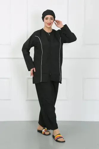 Akbeniz Plus Size Hijab Plus Size Swimsuit Black 44010 - 2