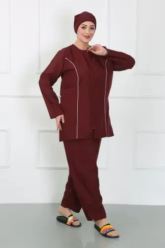 Akbeniz Plus Size Islamic Swimsuit Burgundy 44010 - 2
