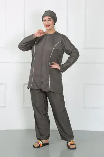 Akbeniz Plus Size Islamic Swimsuit Grey 44010 - 3