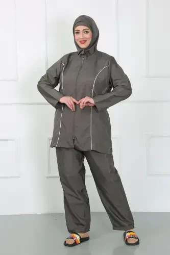 Akbeniz Plus Size Islamic Swimsuit Grey 44010 - 4