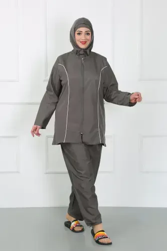 Akbeniz Plus Size Islamic Swimsuit Grey 44010 - 5