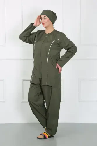 Akbeniz Plus Size Islamic Swimwear Large Swimsuit Khaki 44010 - 2
