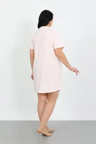 Akbeniz Plus Size Knitted Buttoned Powder Tunic Nightdress 1025 - 3