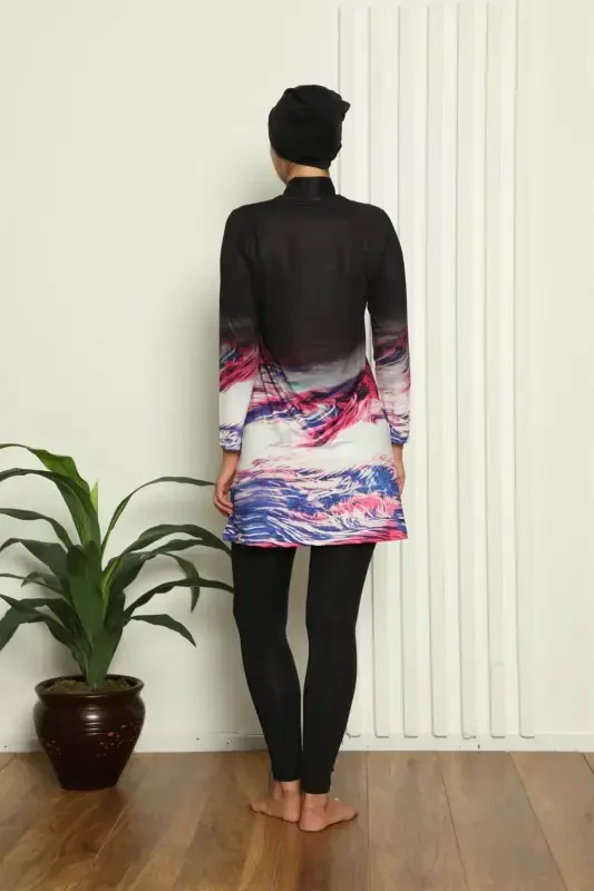 Акбениз Полный Купальник с Цифровым Принтом 31042 - 3