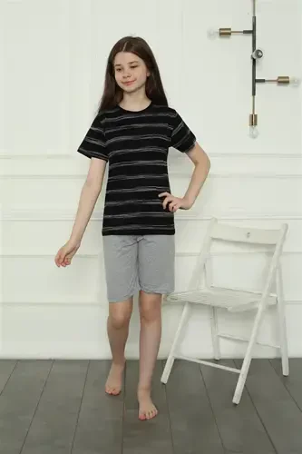 Akbeniz Qiz Bolalar Paxtalik Shimli Pijama To'plami 20405 - 3