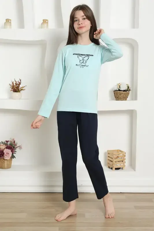 Akbeniz Qiz Bolalar Penye Pijama To'plami 20421 - 7