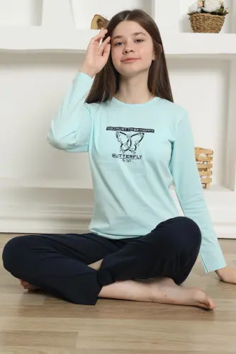 Akbeniz Qiz Bolalar Penye Pijama To'plami 20421 - 3