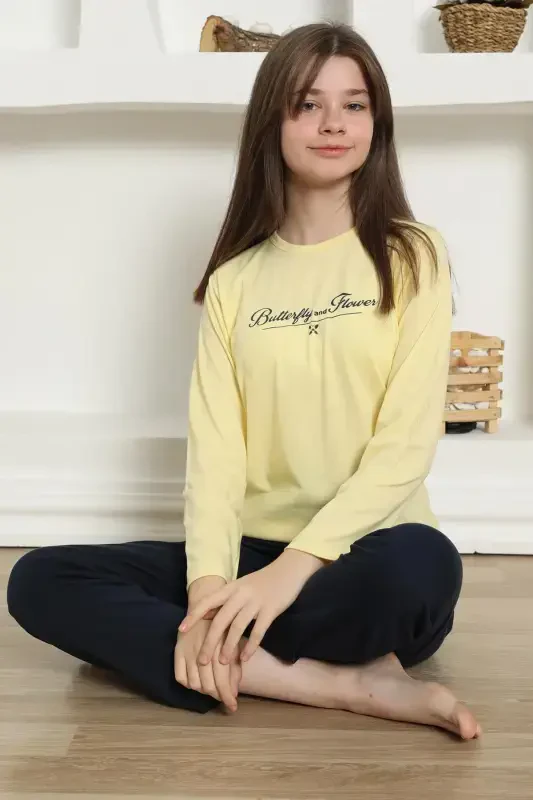 Akbeniz Qiz bolalar penye pijama to'plami 20422 - 2