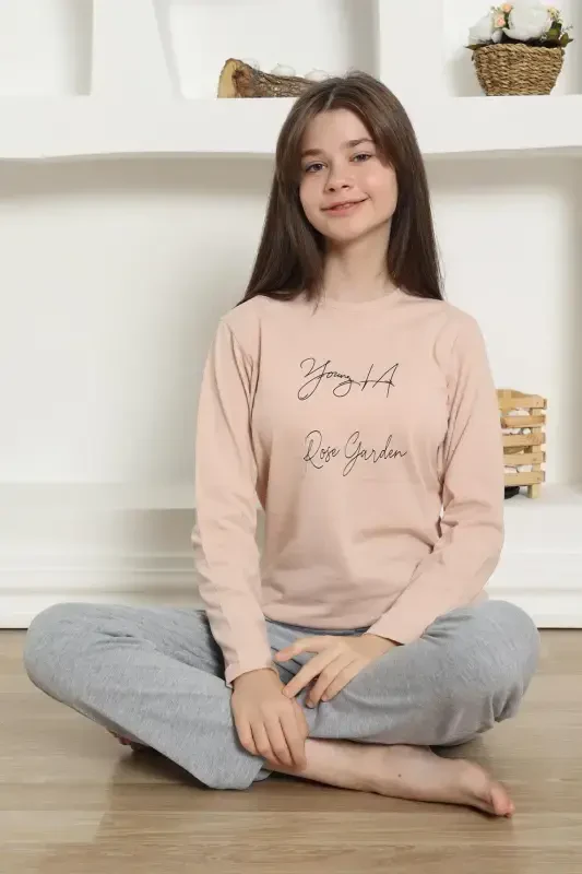 Akbeniz Qiz Bolalar Penye Pijama To'plami 20425 - 7