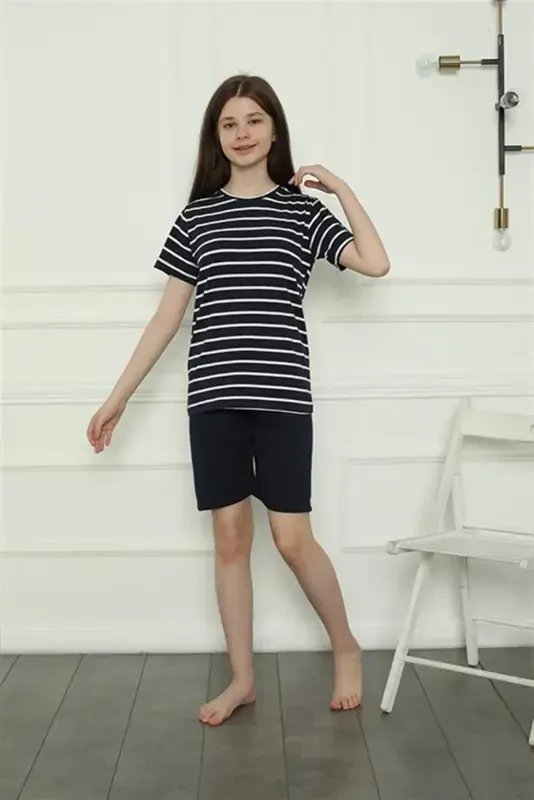 Akbeniz Qiz bolalar uchun yozgi shortikli pijama to'plami 20407 - 2