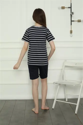 Akbeniz Qiz bolalar uchun yozgi shortikli pijama to'plami 20407 - 4