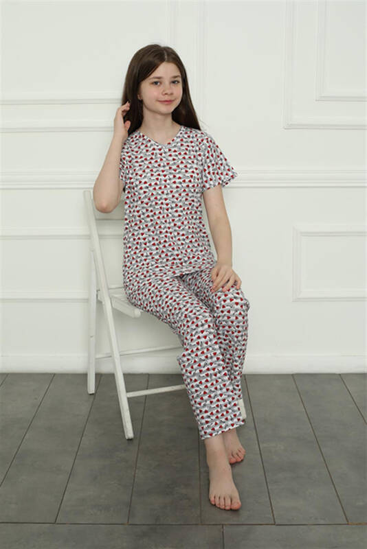 Akbeniz qizlar uchun paxta pijama toʻplami 20409 - 3