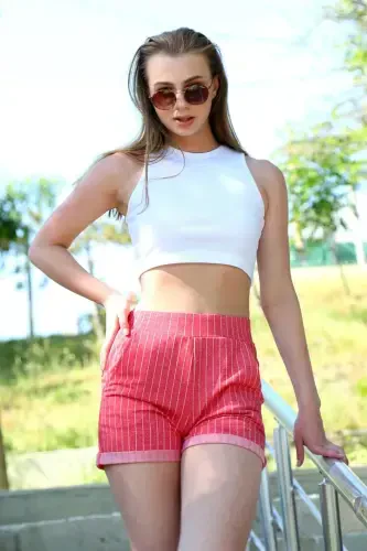 Akbeniz Short Crop Qizil Kostyum 26550 - 1