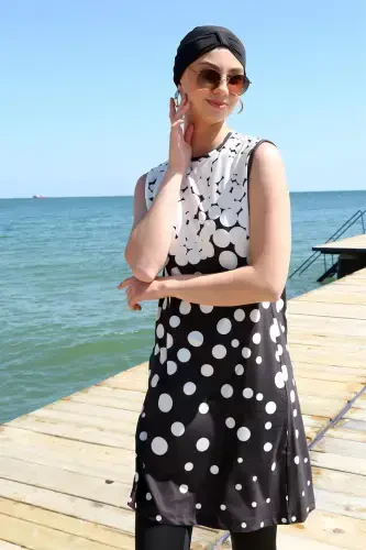 Akbeniz Sıfır Kol Puanlı Yarım Tesettür Mayo 33012 - 2