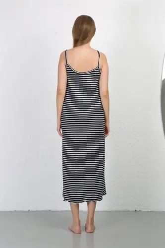 Akbeniz Spaghetti Strap Long Slit Knitted Nightdress 90127 - 5