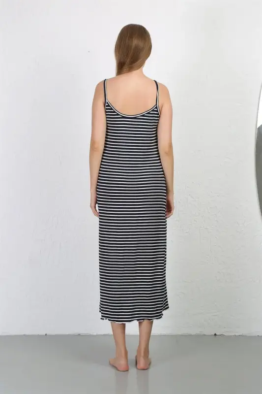 Akbeniz Spaghetti Strap Long Slit Knitted Nightdress 90127 - 5